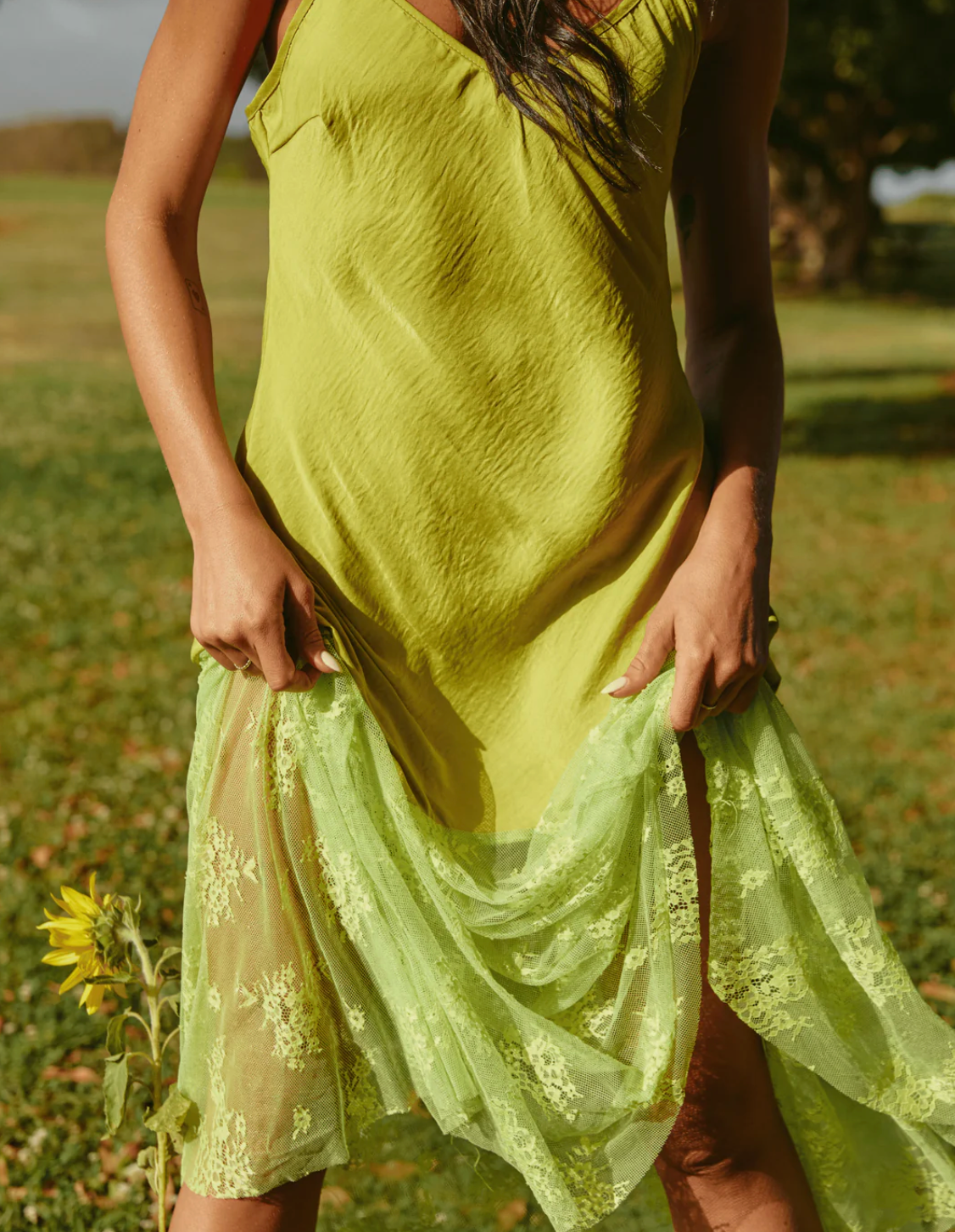 The Lace Maxi Dress - Chartreuse