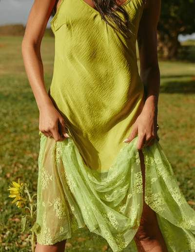 The Lace Maxi Dress - Chartreuse