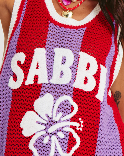 The Knit B-Ball Singlet - Red & Purple