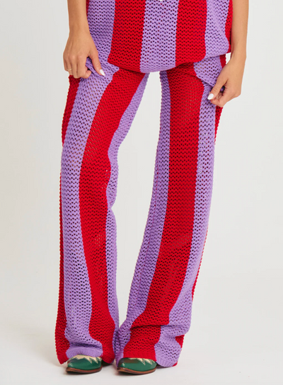 The Knit Stripe Beach Pant - Purple Stripe
