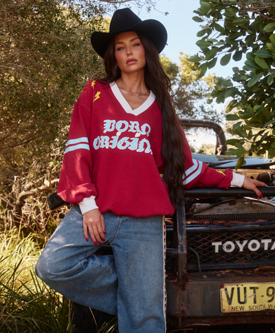 The Born Original v neck Diego jumper in Maroon
