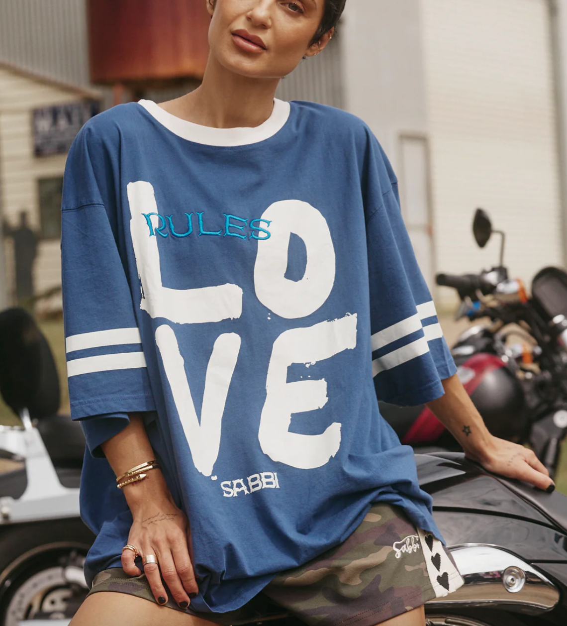 The Very Oversized Love Revolution Tee In Blue **** pre order