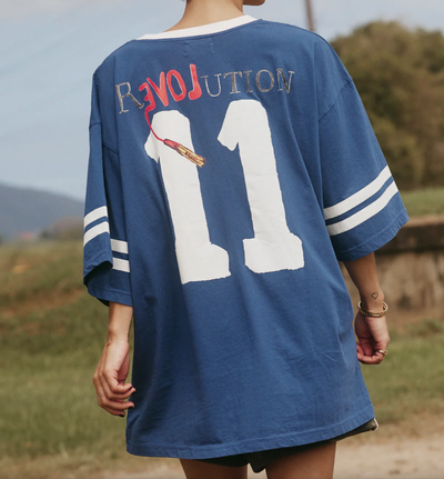 The Very Oversized Love Revolution Tee In Blue **** pre order