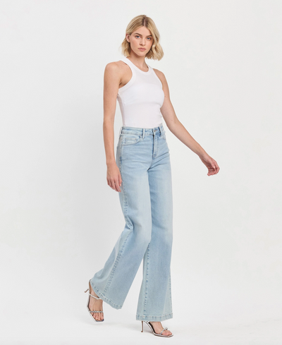 High Rise Full Length Wide Leg Jeans