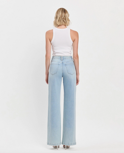 High Rise Full Length Wide Leg Jeans