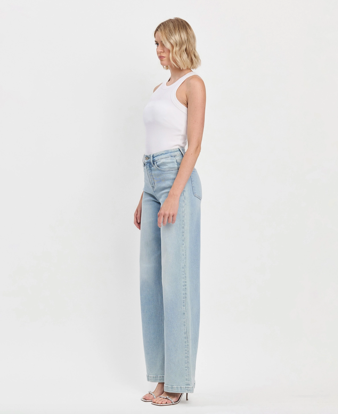 High Rise Full Length Wide Leg Jeans