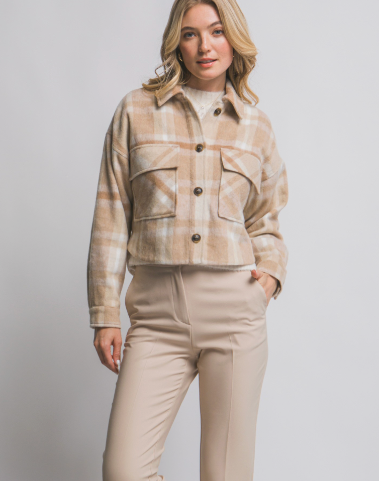 Button-down Short Plaid Shacket