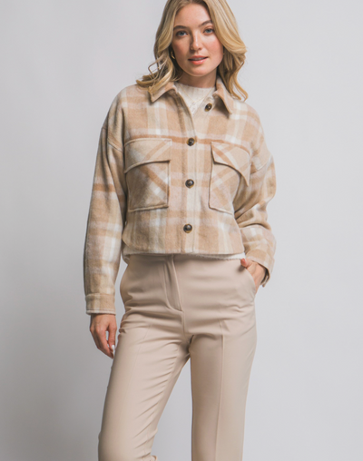 Button-down Short Plaid Shacket