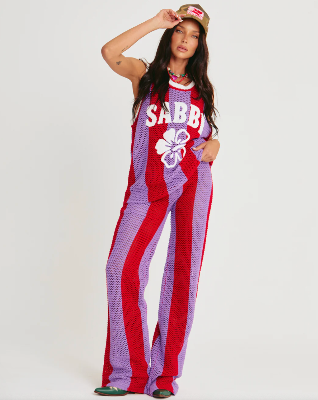 The Knit Stripe Beach Pant - Purple Stripe