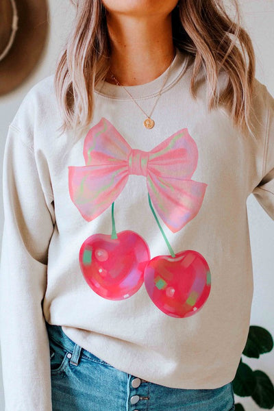 RETRO CHERRY WITH RIBBON Graphic Sweatshirt