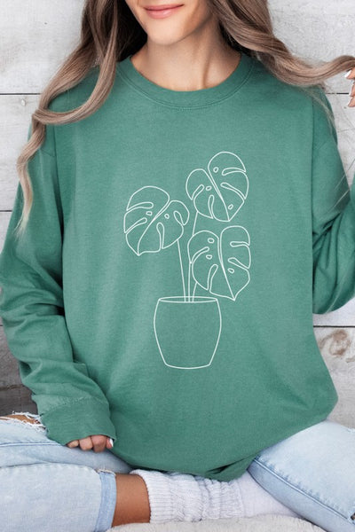 Monstera Plant Comfort Colors Long Sleeve Shirt