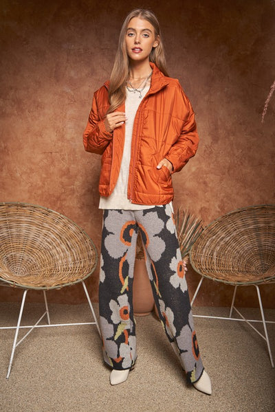 Flower Printed Casual Cozy Full Long Wide Pants