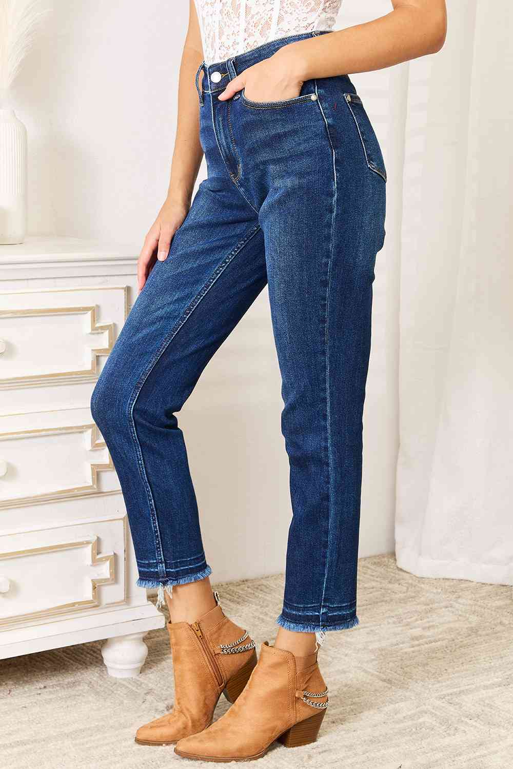 Judy Blue Full Size High Waist Released Hem Slit Jeans