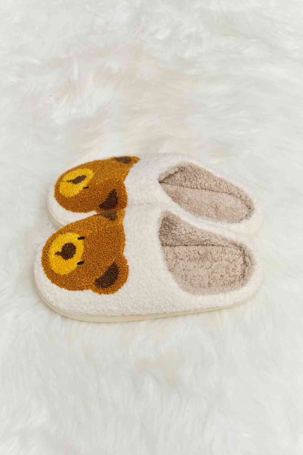 Teddy Bear Print Plush Slide Slippers