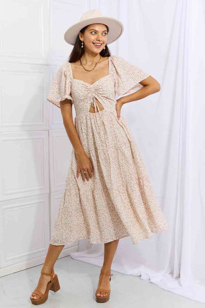 HEYSON Let It Grow Full Size Floral Tiered Ruffle Midi Dress